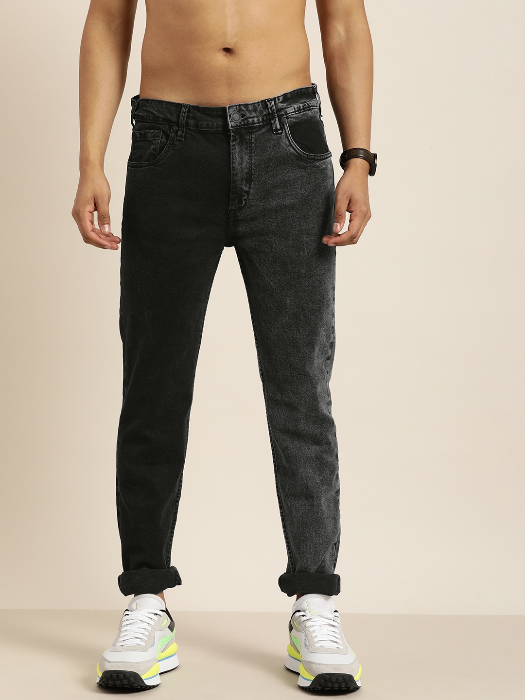 

Moda Rapido Men Black Slim Fit Heavy Fade Stretchable Jeans
