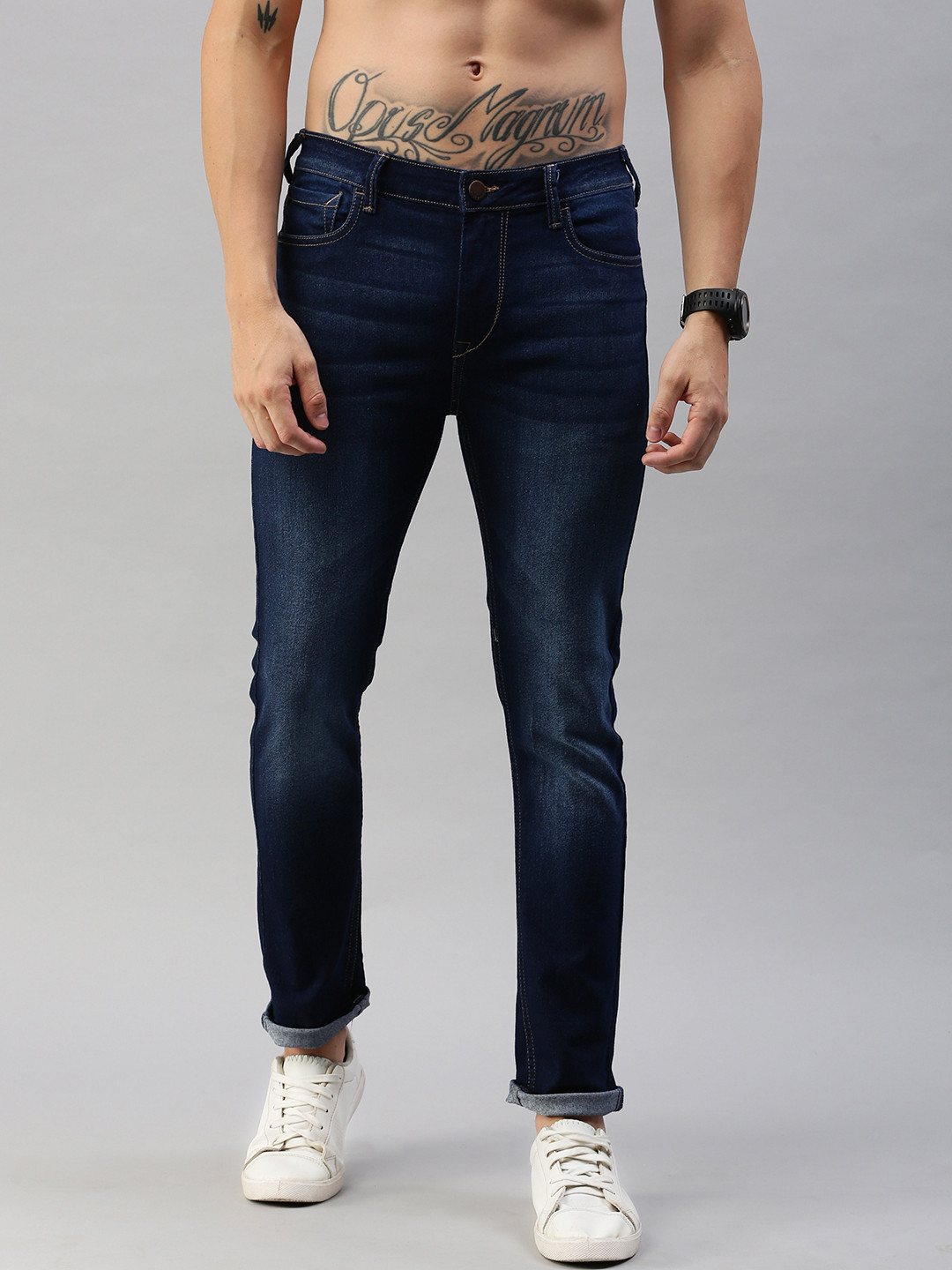 

HERE&NOW Men Blue Skinny Fit Mid-Rise Clean Look Stretchable Jeans