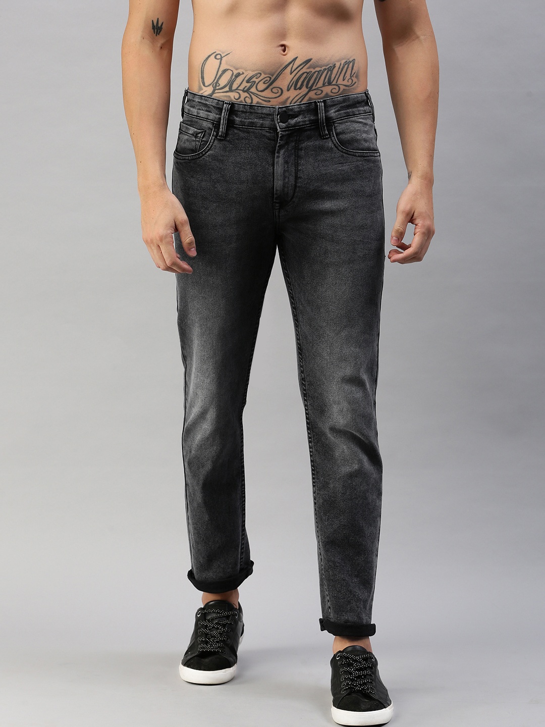 

HERE&NOW Men Grey Slim Fit Mid-Rise Clean Look Stretchable Jeans