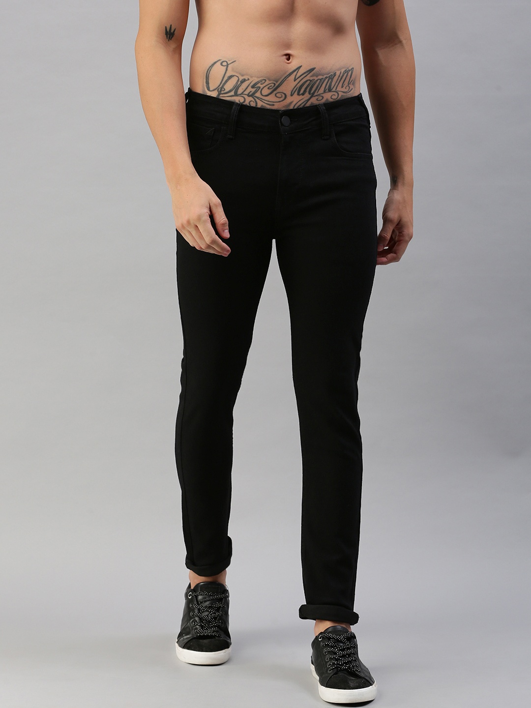 

HERE&NOW Men Black Skinny Fit Mid-Rise Clean Look Stretchable Jeans