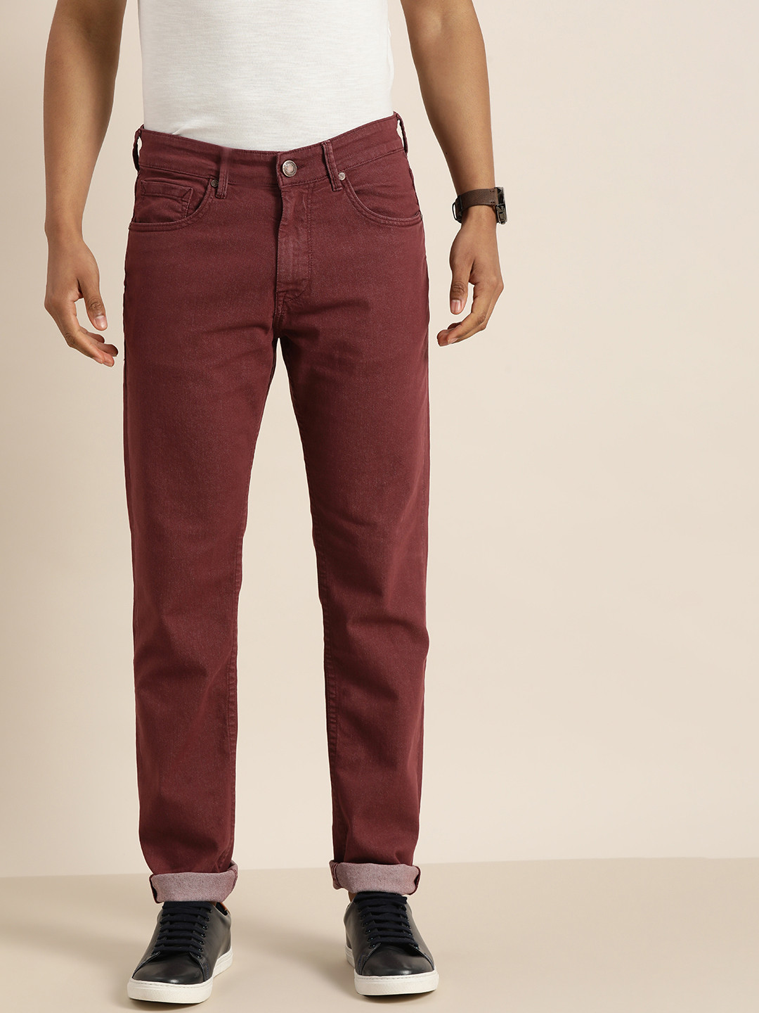 

Moda Rapido Men Rust Maroon Slim Fit Stretchable Jeans