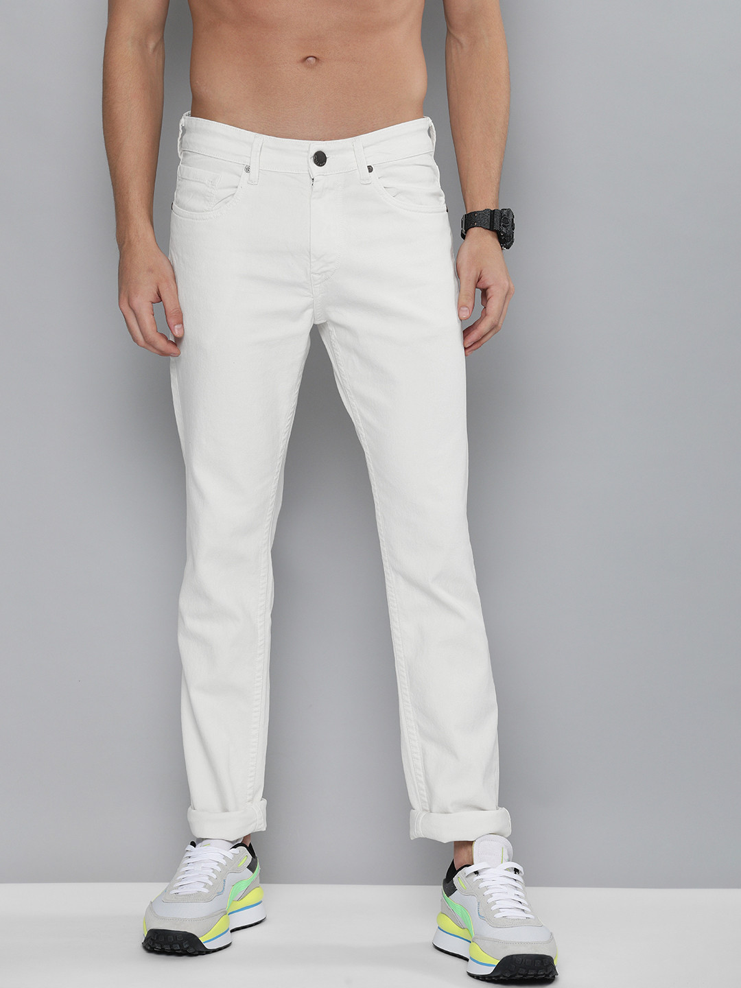 

HERE&NOW Men White Mid-Rise Slim Fit Jeans