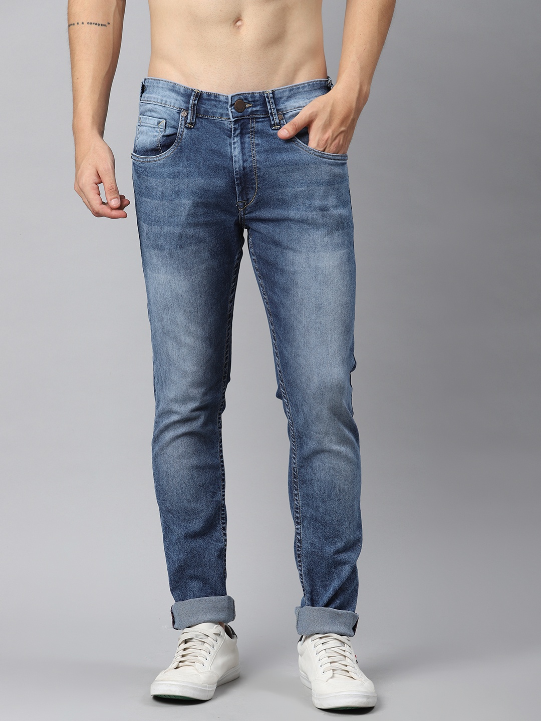 

HERE&NOW Men Blue Skinny Fit Mid-Rise Clean Look Stretchable Jeans