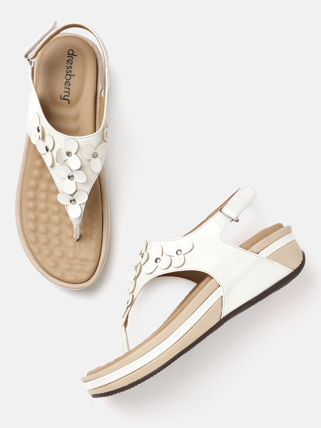 

DressBerry White Applique Detail Comfort Heels