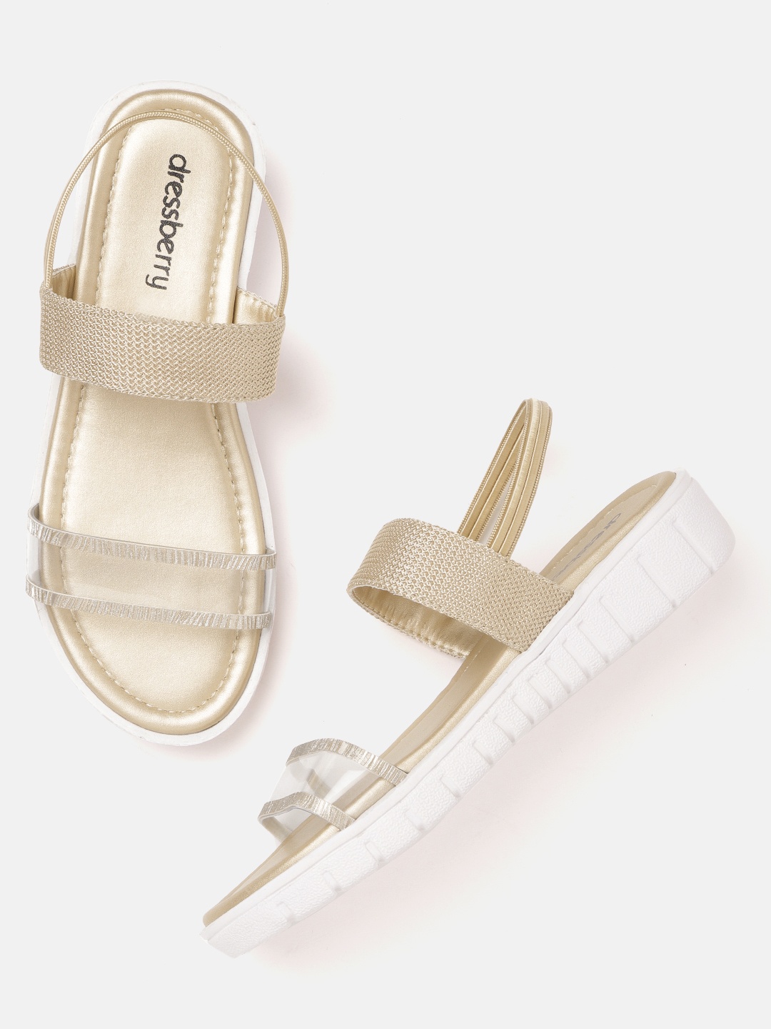 

DressBerry Women Transparent & Beige Textured Open Toe Flats