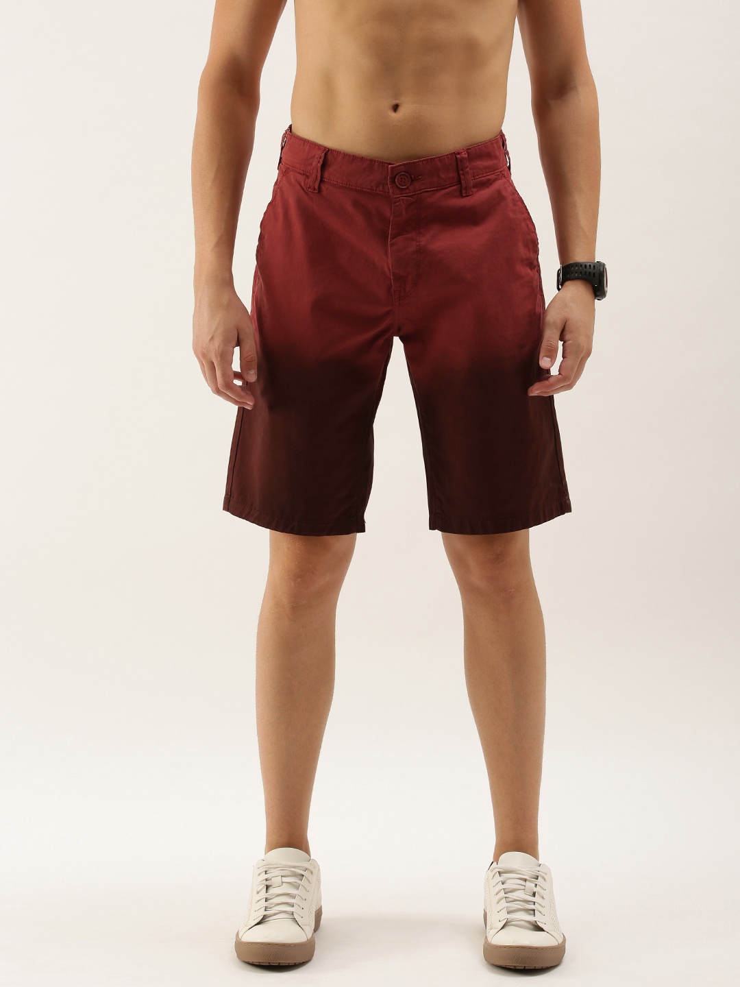 

Moda Rapido Men Red Colourblocked Slim Fit Chino Shorts