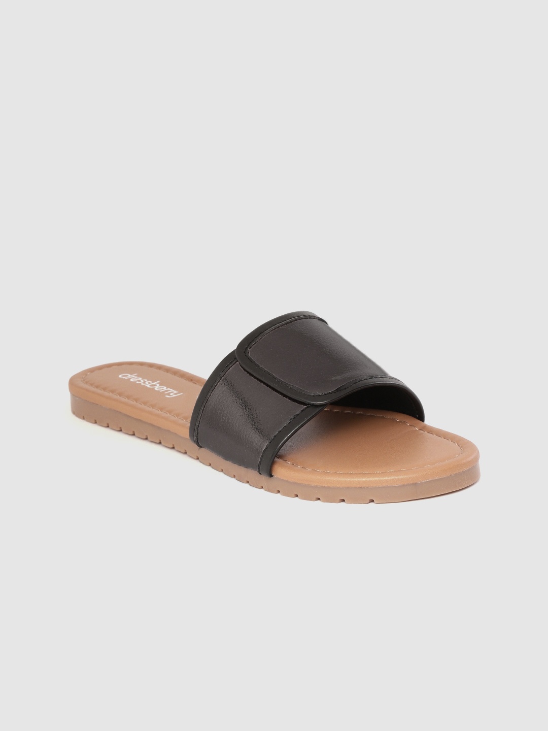 

DressBerry Women Gunmetal-Toned Solid Open Toe Flats, Metallic