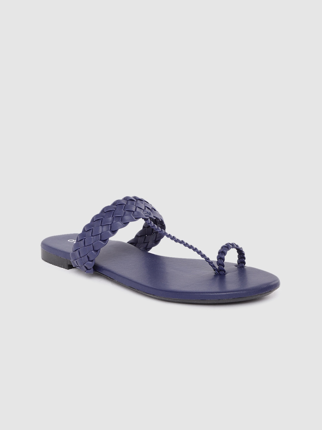 

DressBerry Women Navy Blue Basketweave One Toe Flats