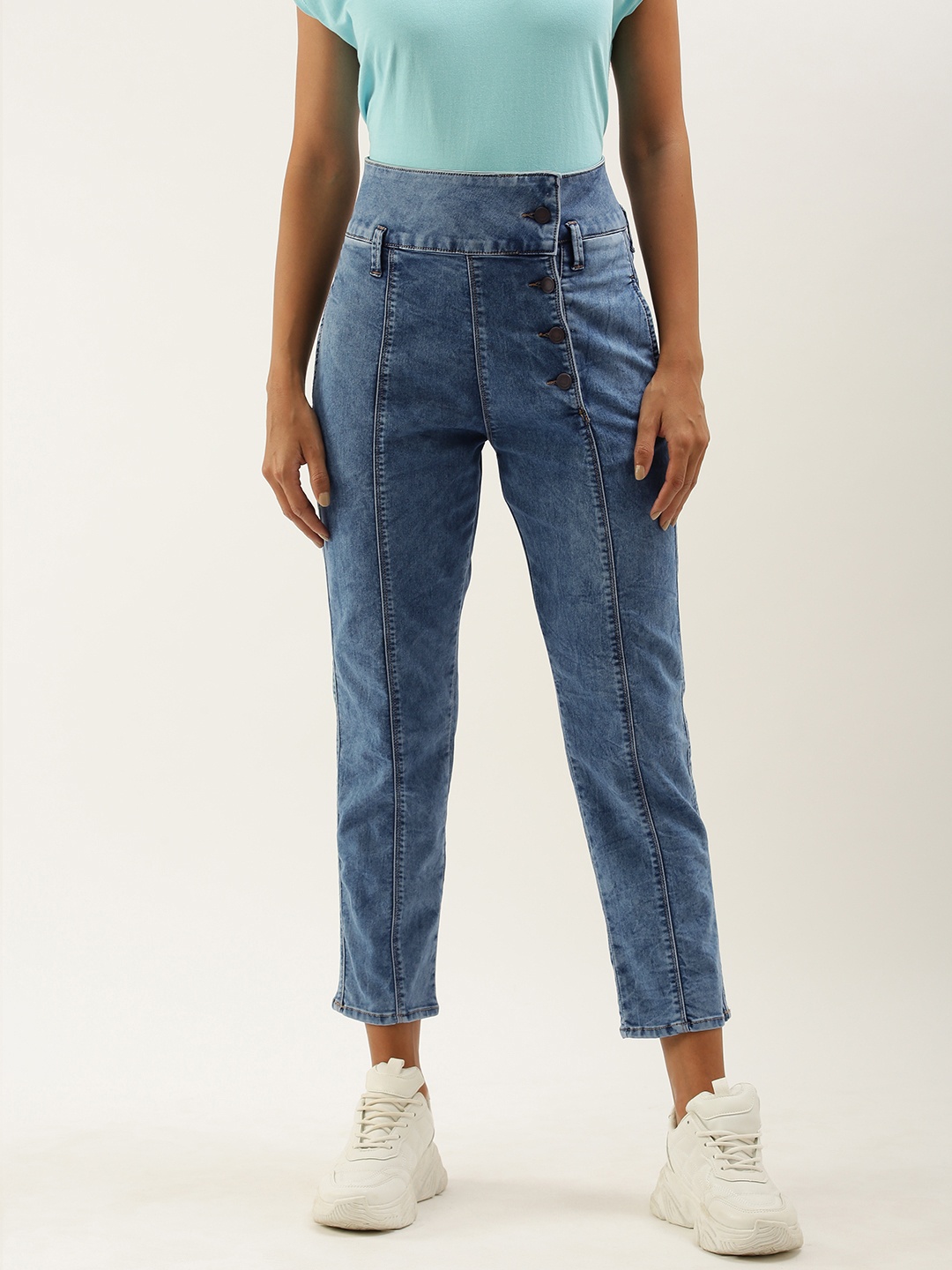 

Moda Rapido Women Blue High-Rise Heavy Fade Stretchable Jeans