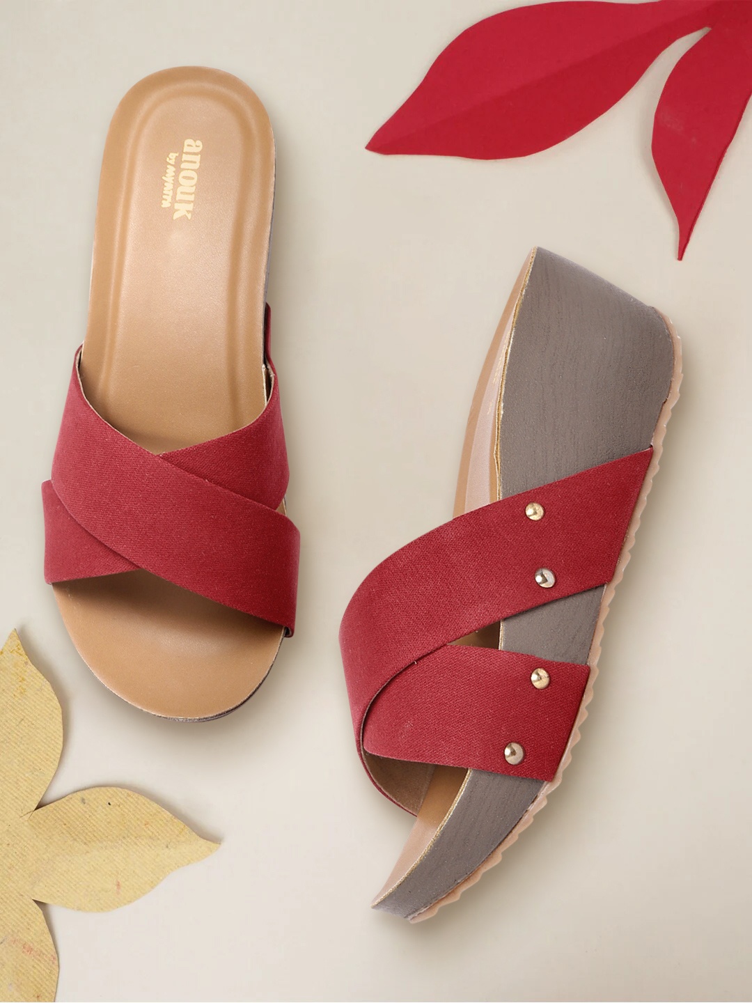 

Anouk Maroon Solid Strap Style Flatform Sandals