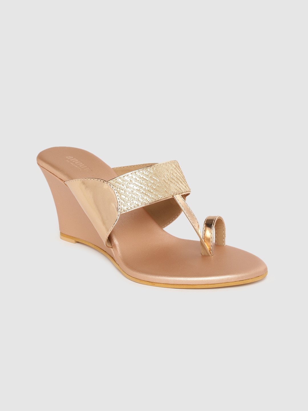 

Anouk Women Gold-Toned & Rose Gold-Toned Textured Handcrafted Wedges