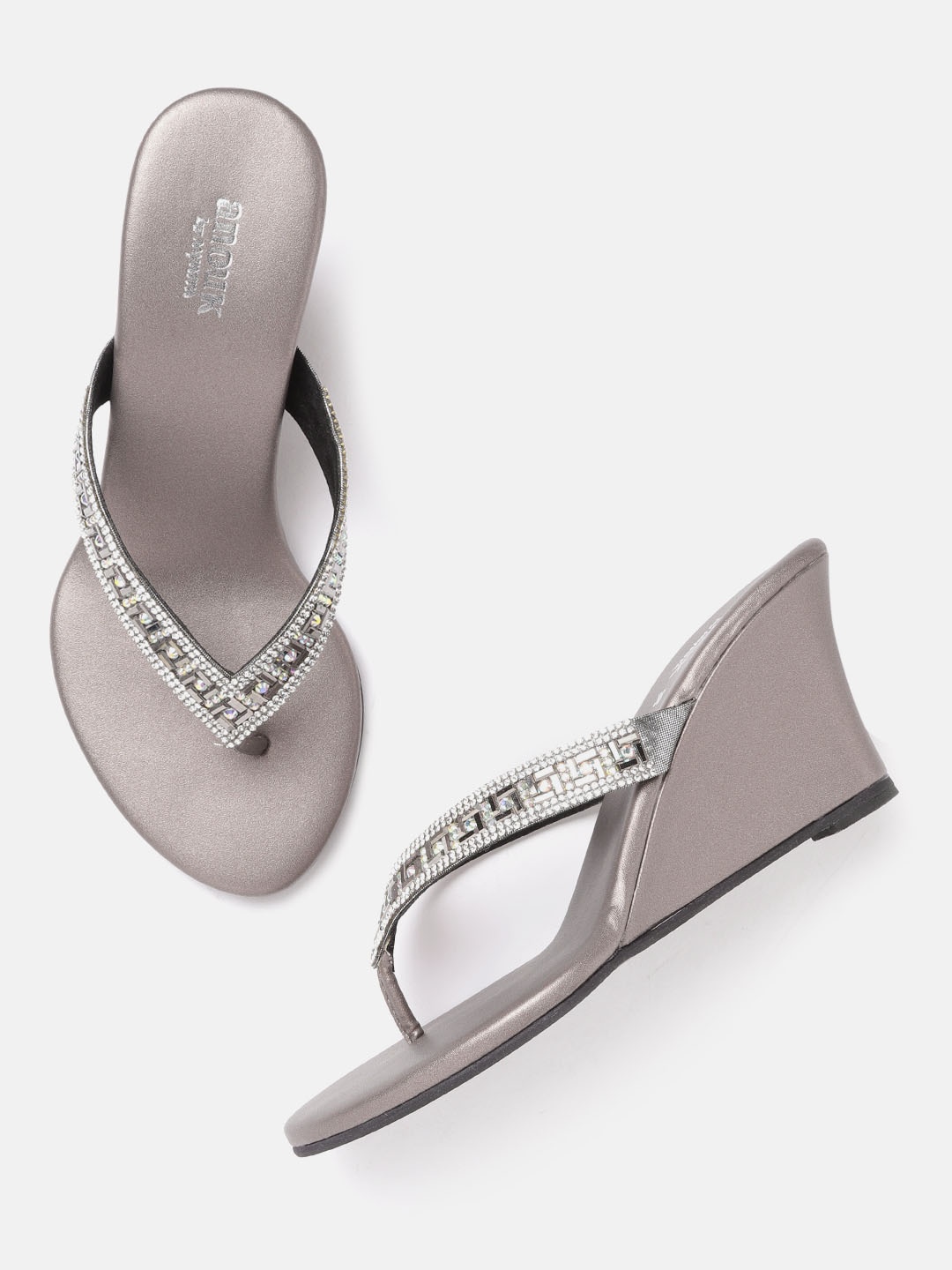 

Anouk Silver-Toned Embellished Ethnic Wedges