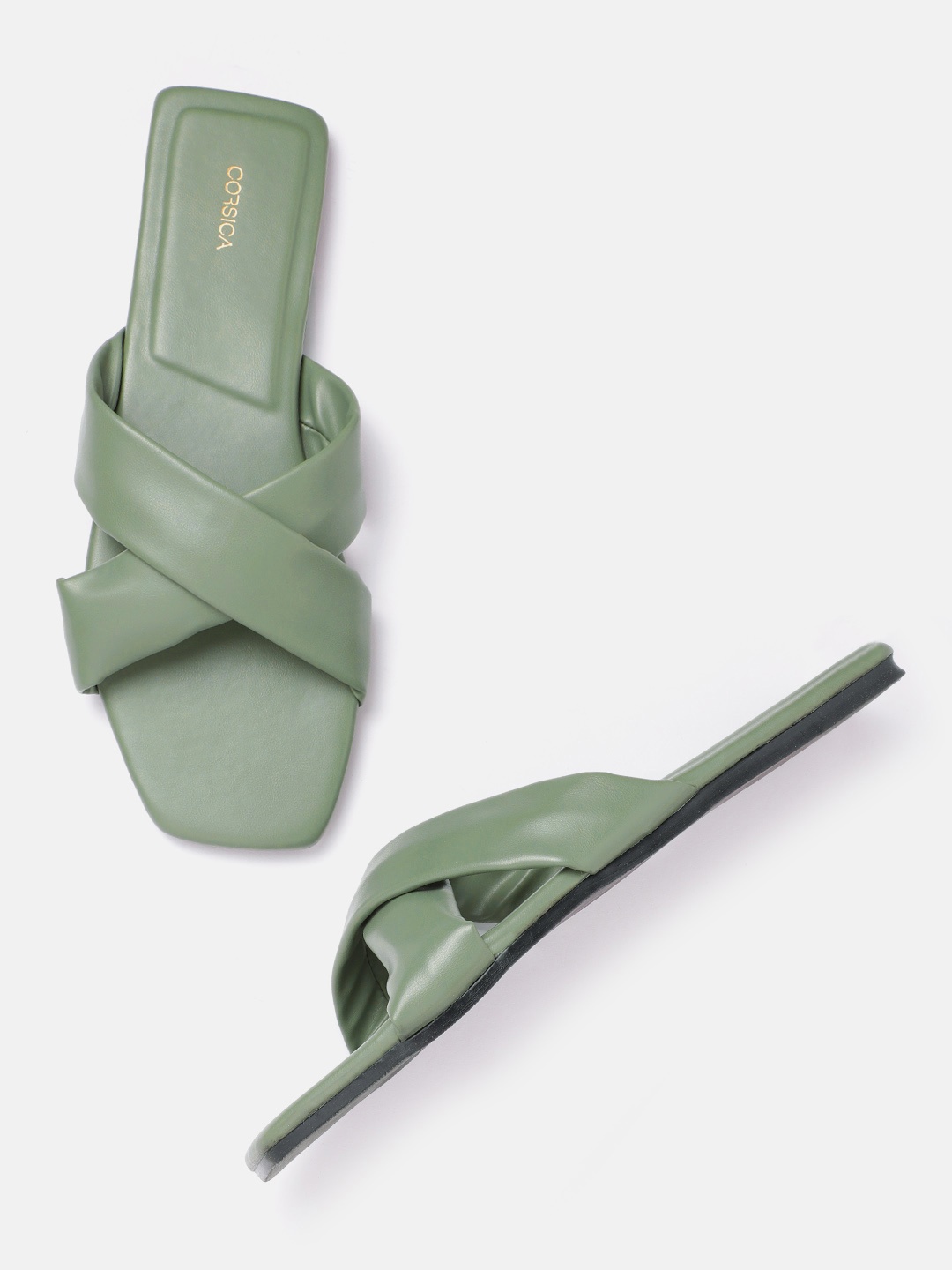 

CORSICA Women Green Criss-Cross Open Toe Flats