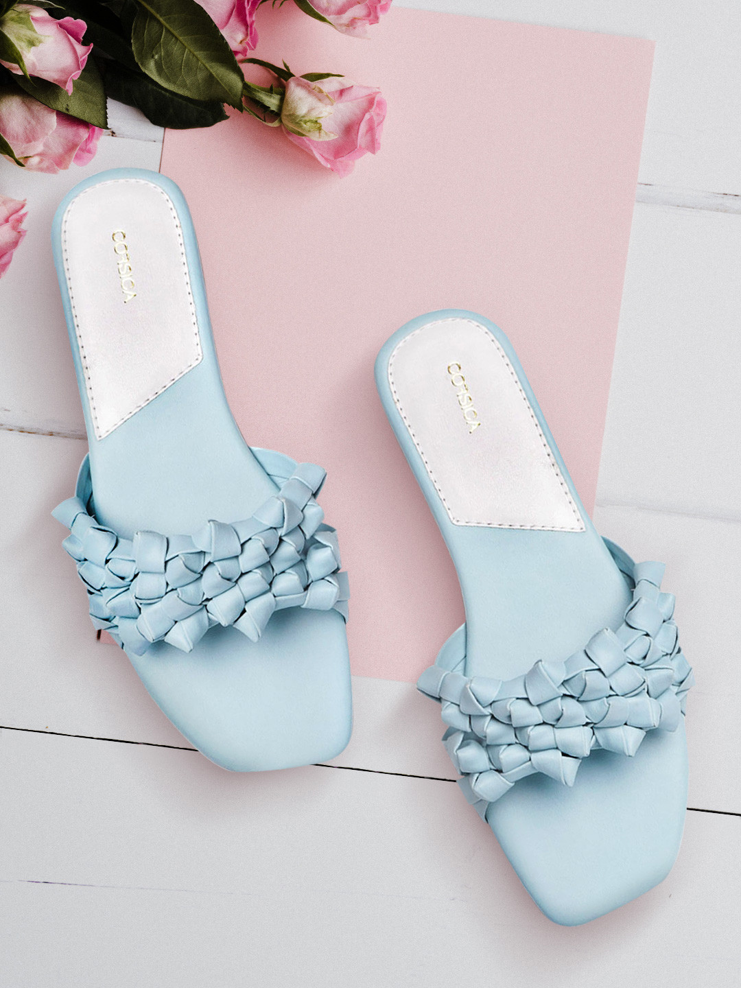 

CORSICA Women Blue Knot Detail Open Toe Flats