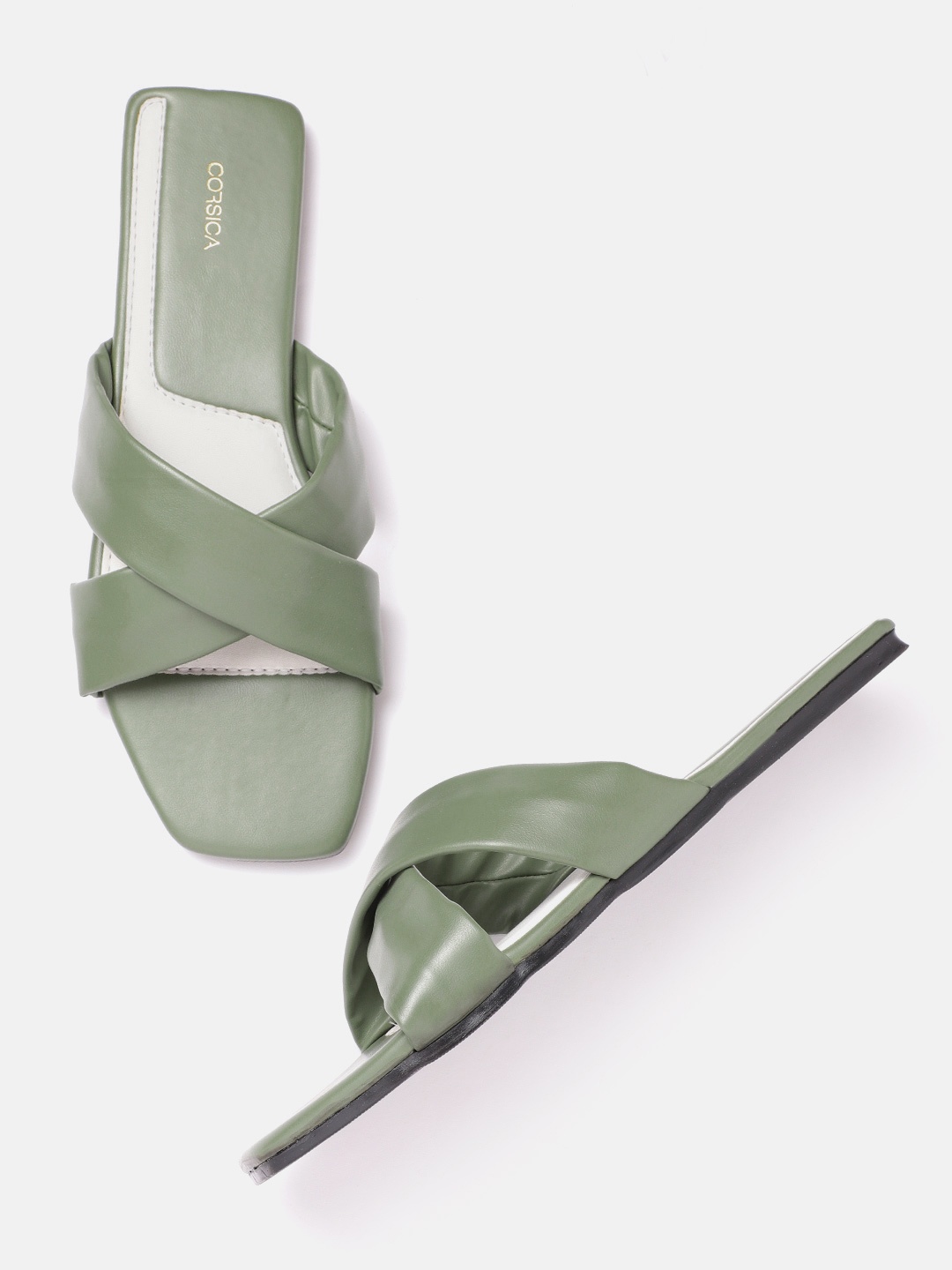 

CORSICA Women Olive Green Open Toe Flats