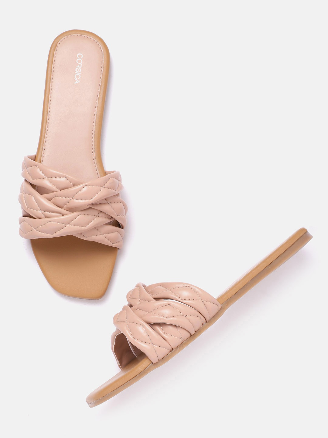 

CORSICA Women Dusty Pink Quilted Open Toe Flats