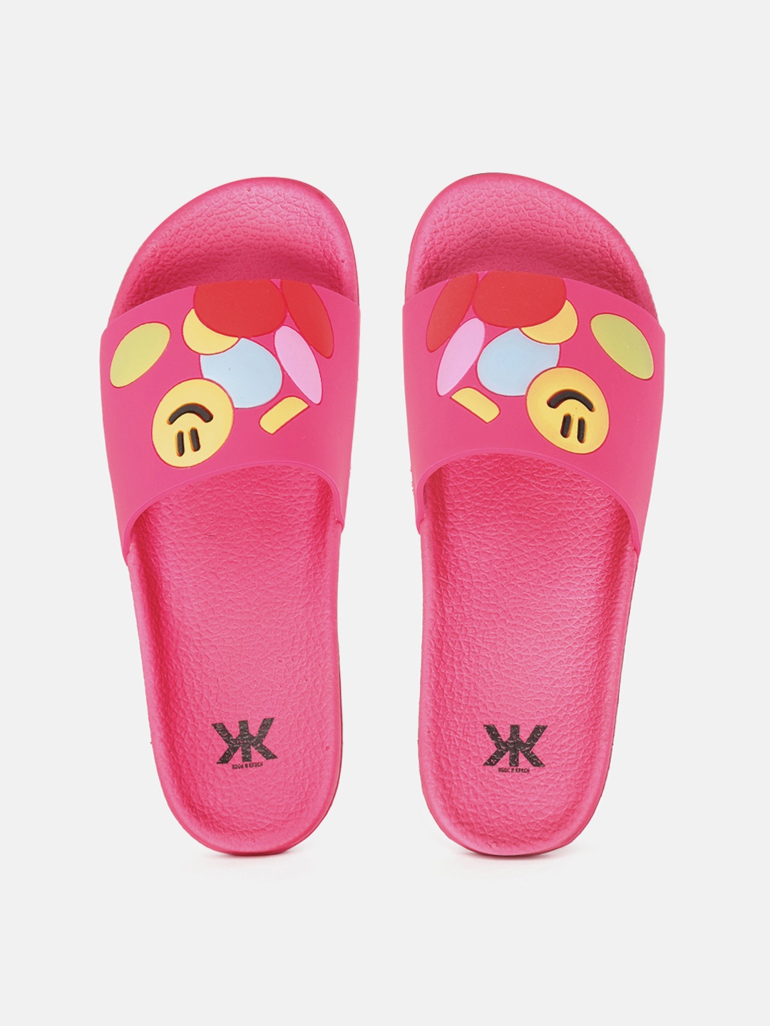 

Kook N Keech Women Pink & Yellow Embossed Sliders