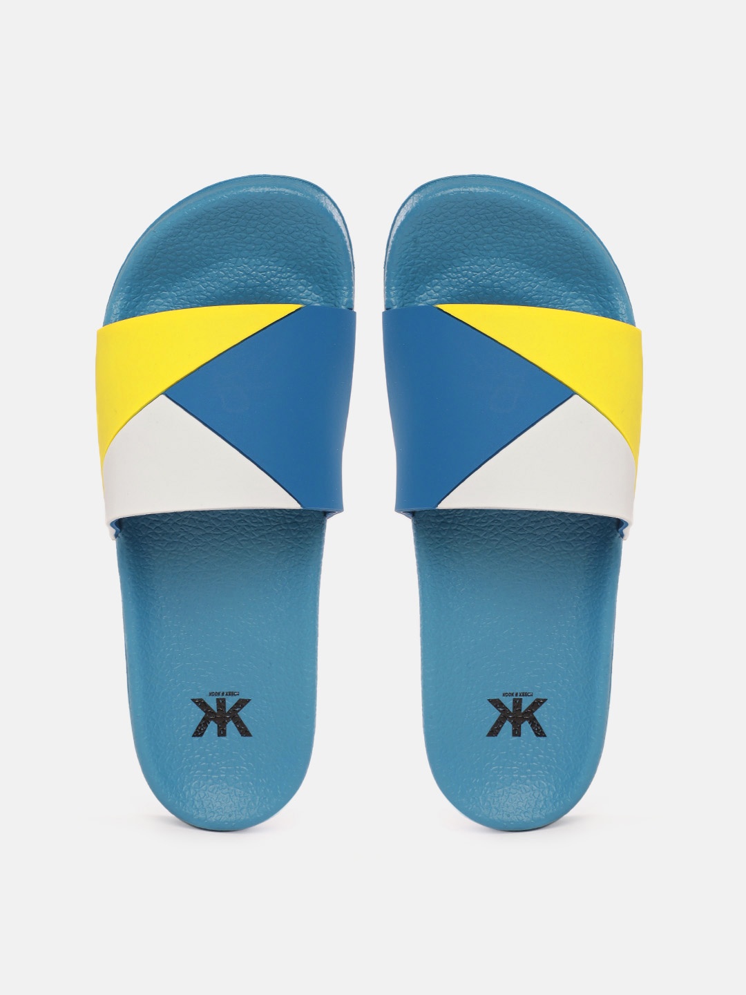 

Kook N Keech Women Blue & Yellow Colourblocked Sliders