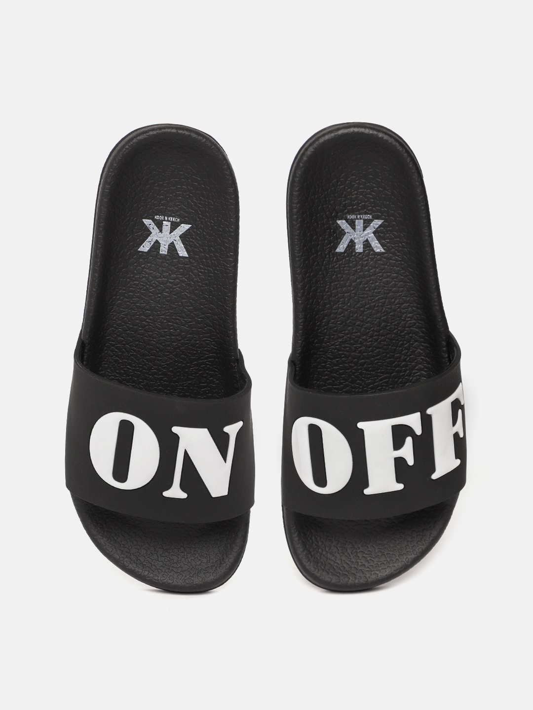 

Kook N Keech Women Black & White Typography Embossed Sliders