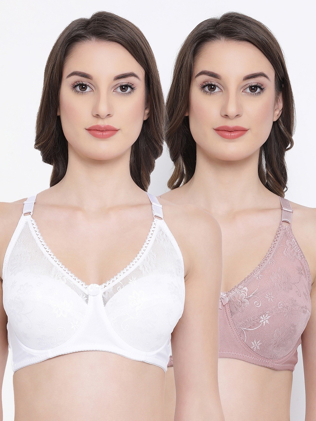 

Clovia Pack of 2 Solid Underwired Lightly Padded Everyday Bra, White