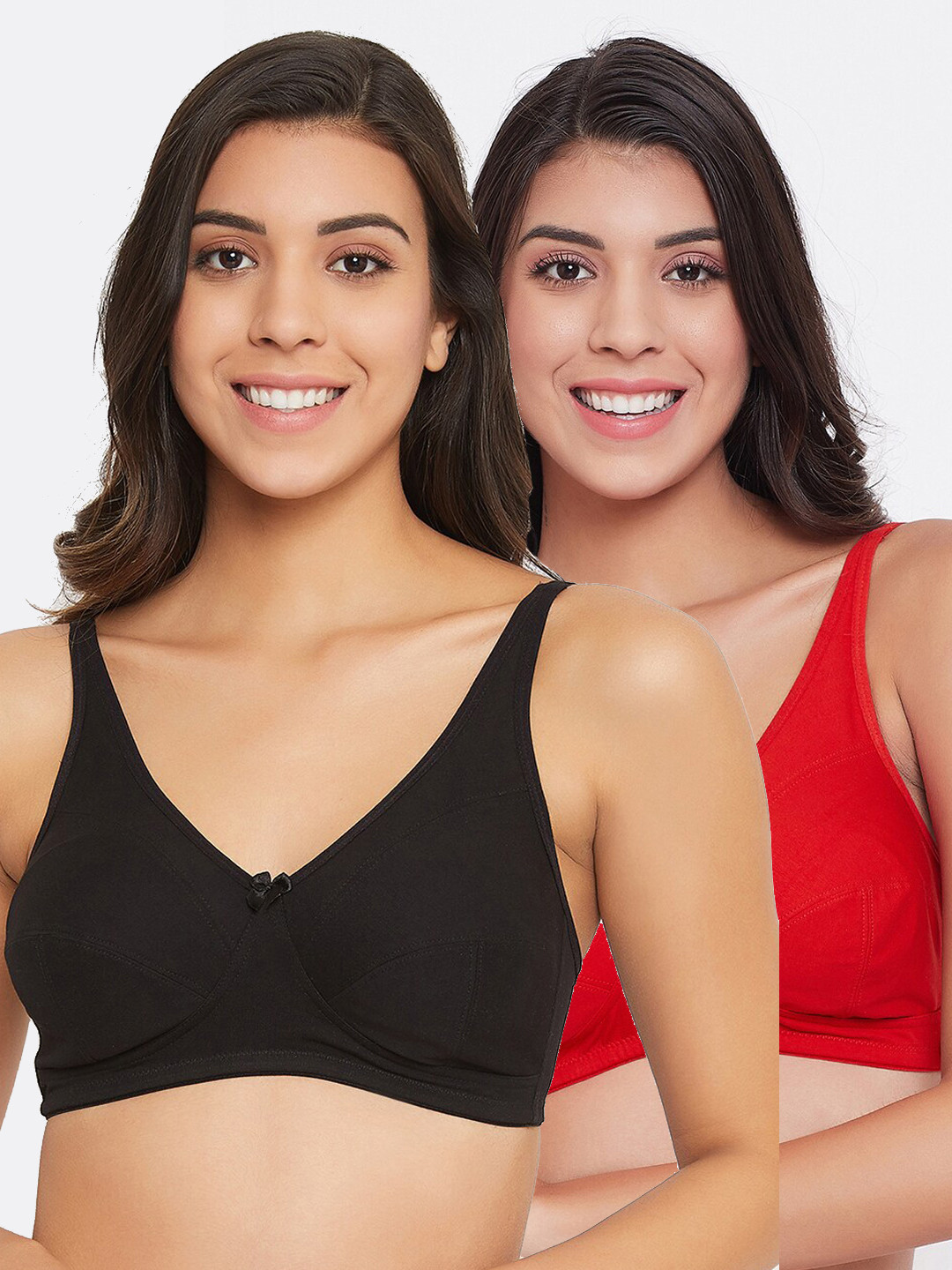 

Clovia Pack of 2 Solid Non-Wired Non Padded Everyday Bra, Black