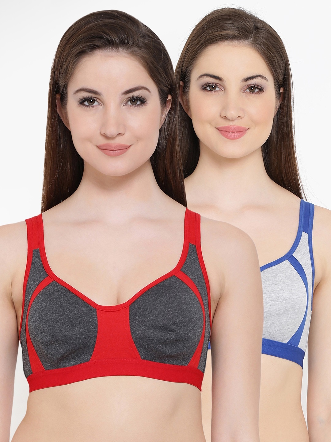 

Clovia Pack of 2 Solid Non-Wired Non Padded Everyday Bra, Red