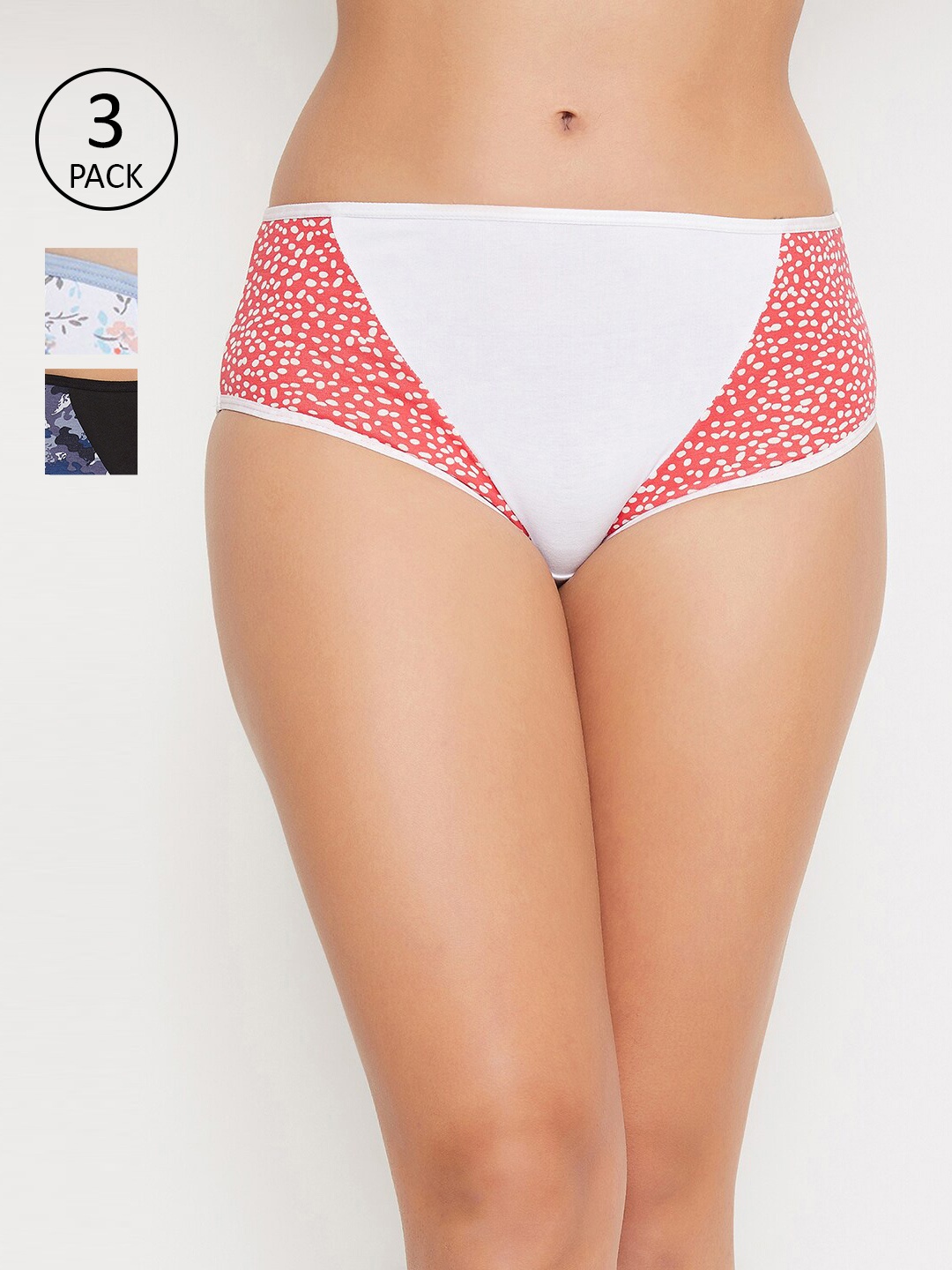 

Clovia Pack of 3 Printed Hipster Briefs, Blue