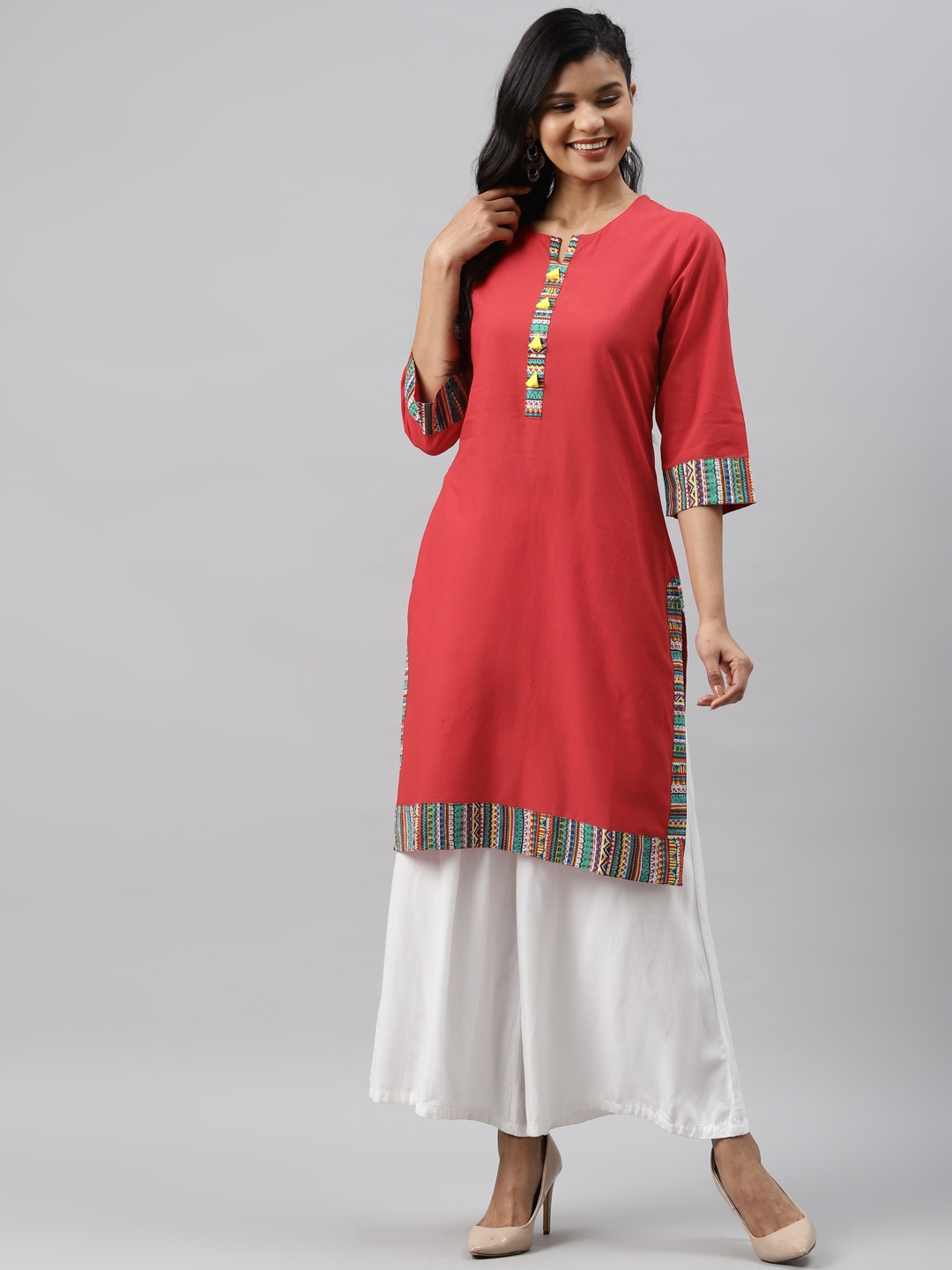

Readiprint Fashions Women Red Solid Straight Kurta