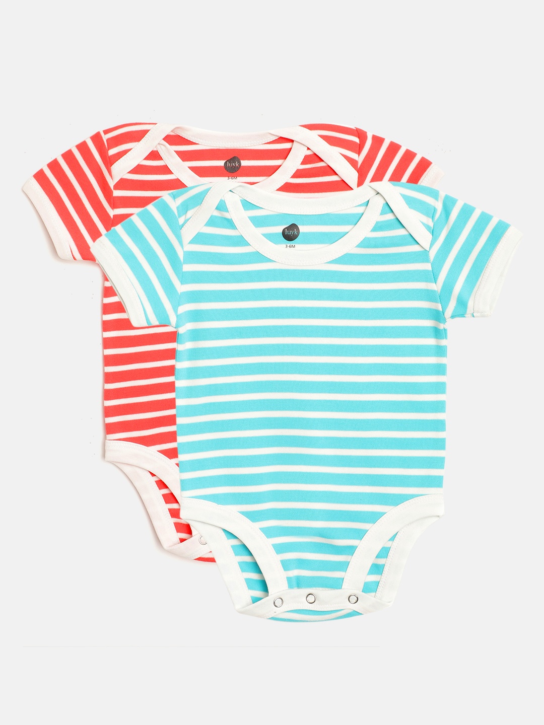 

luyk Infant Kids Pack of 2 Striped Pure Cotton Bodysuits, Blue