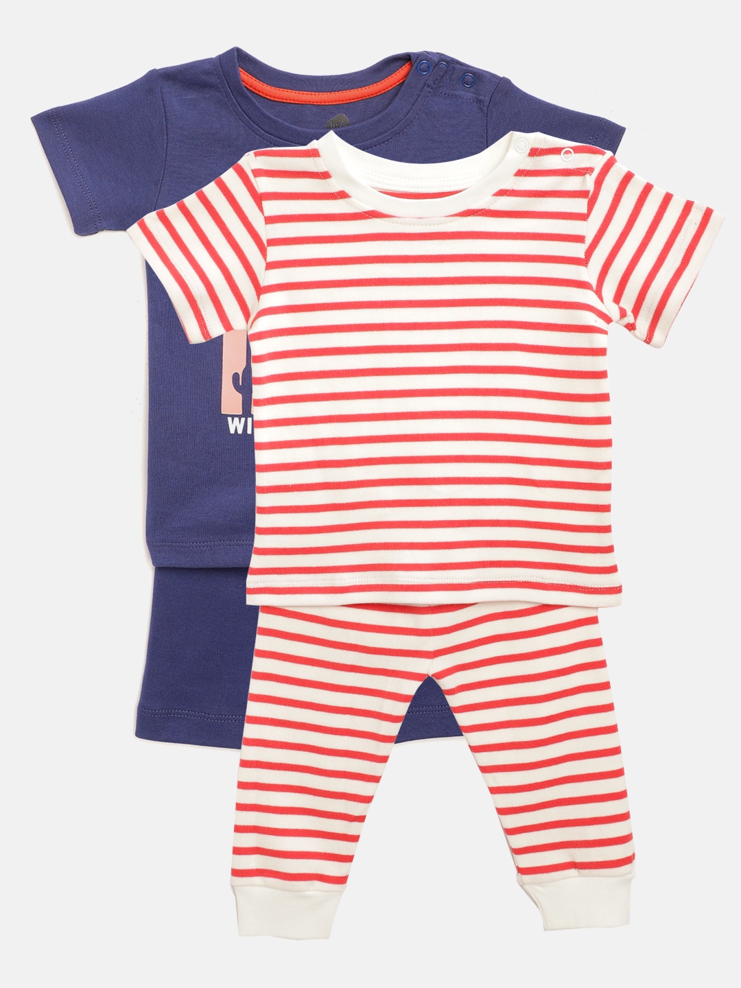 

luyk Infant Kids Pack of 2 Pure Cotton Co-Ord Sets, White