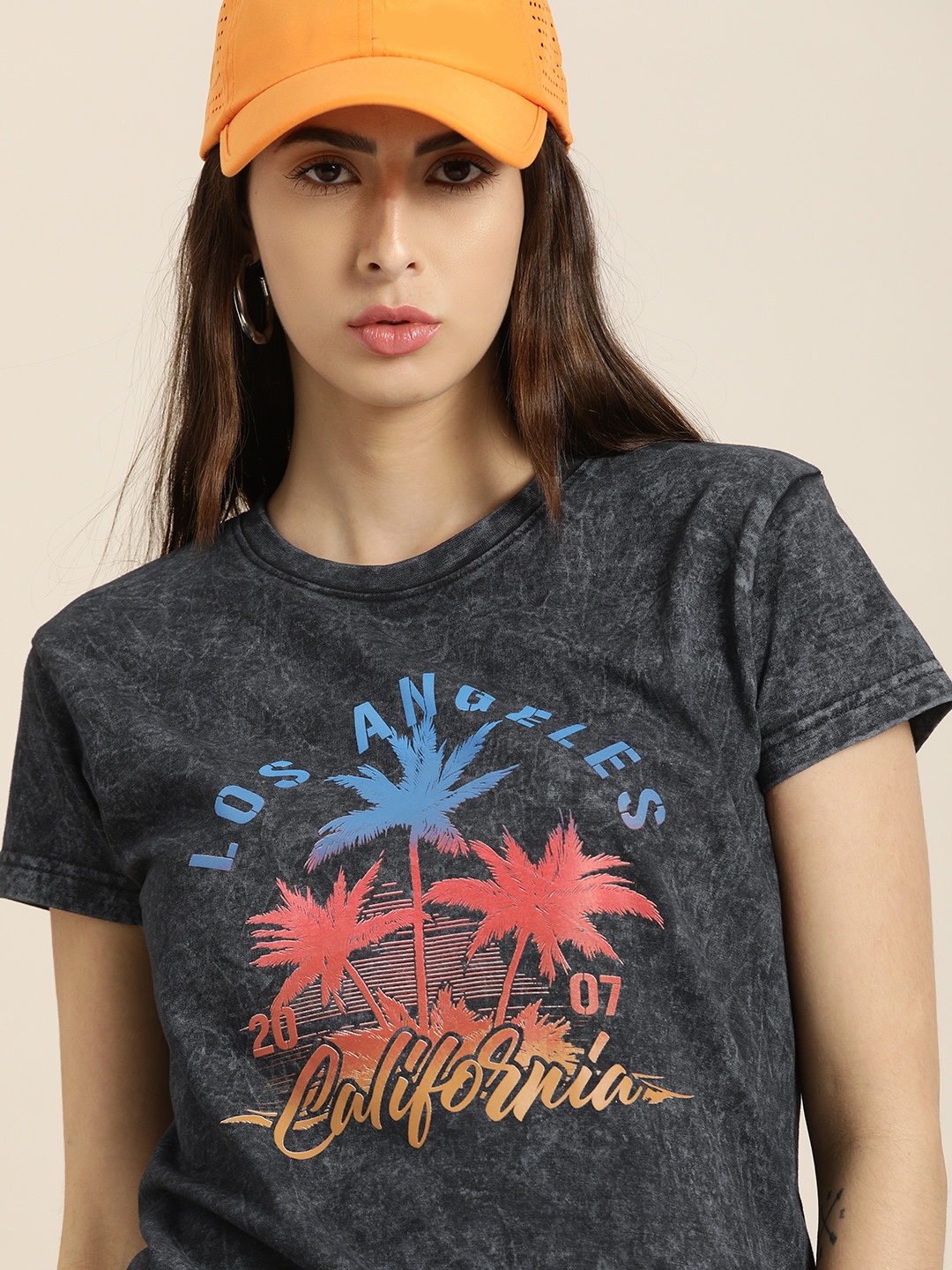 

DILLINGER Women Black Printed Pure Cotton T-shirt