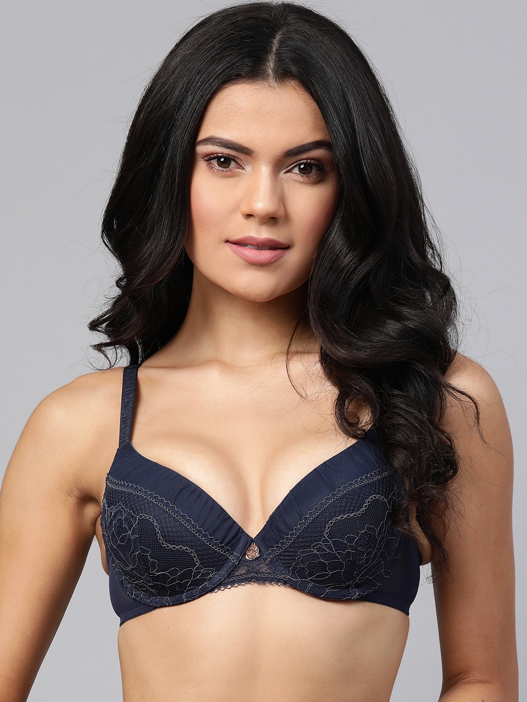 

Marks & Spencer Navy Blue Lace Non-Wired Lightly Padded Everyday Bra T816389F