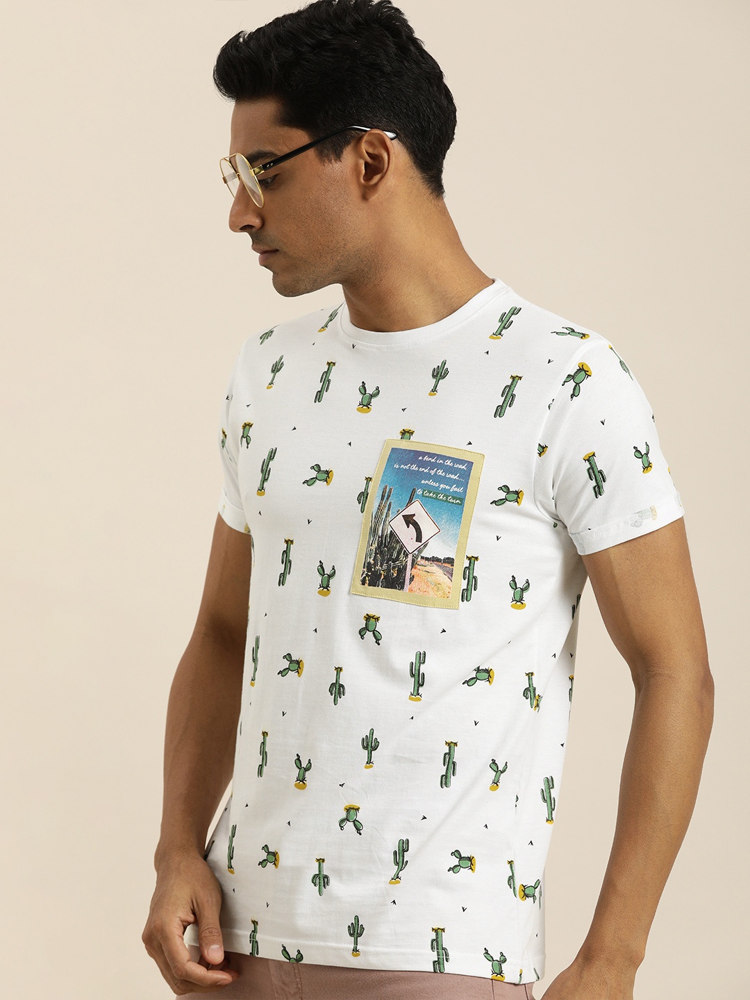 

Difference of Opinion Men White Printed Pure Cotton T-shirt