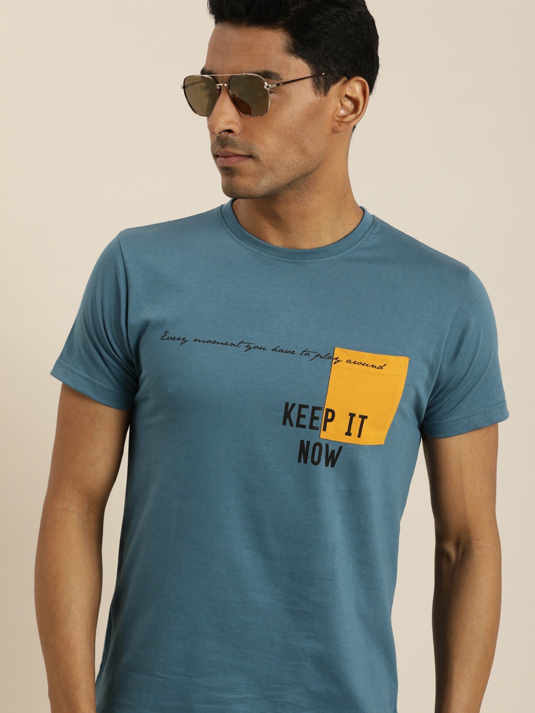 

Difference of Opinion Men Blue Printed Pure Cotton T-shirt