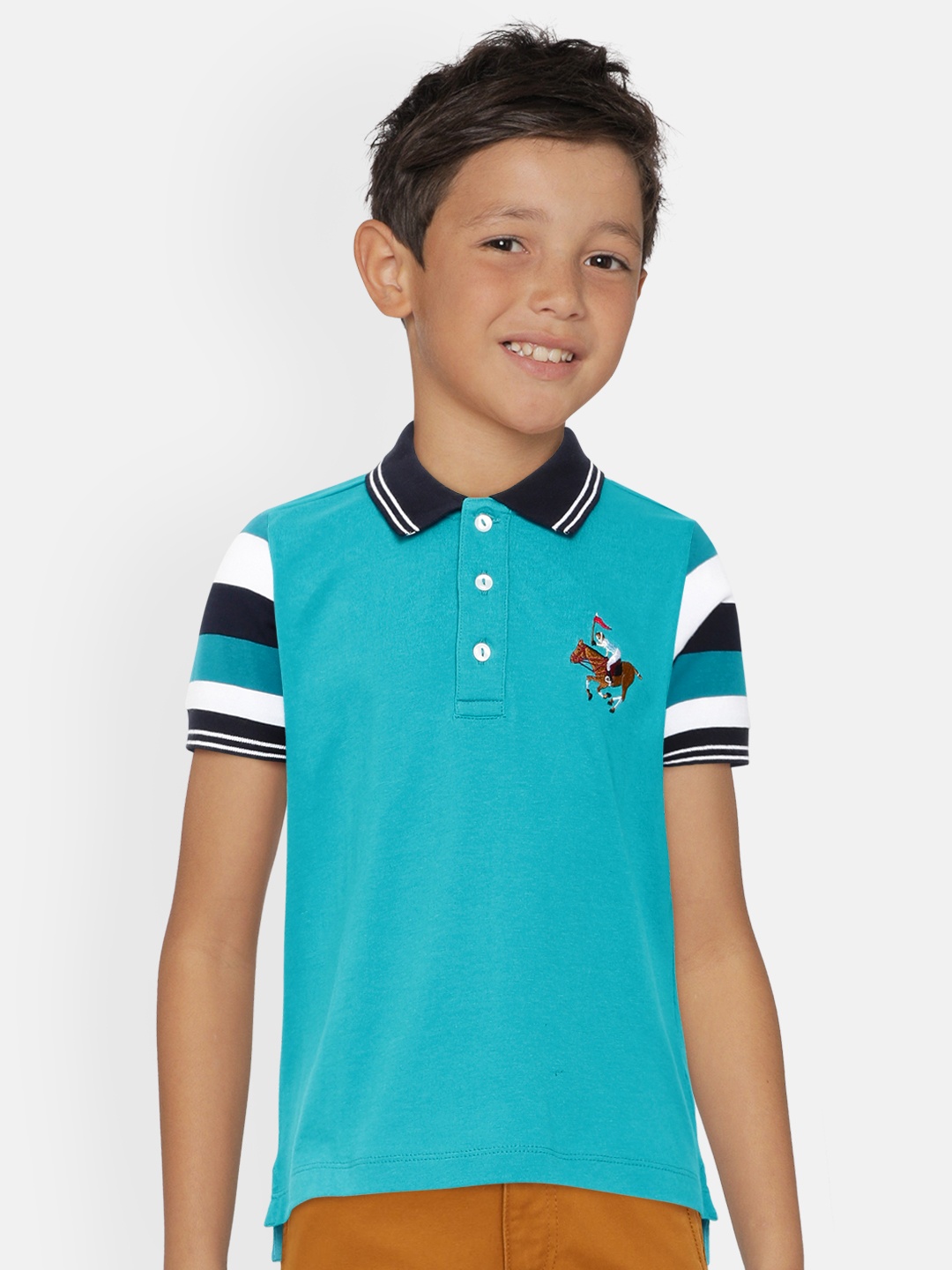 

LAdore Kids Blue Solid Polo Collar Pure Cotton T-shirt