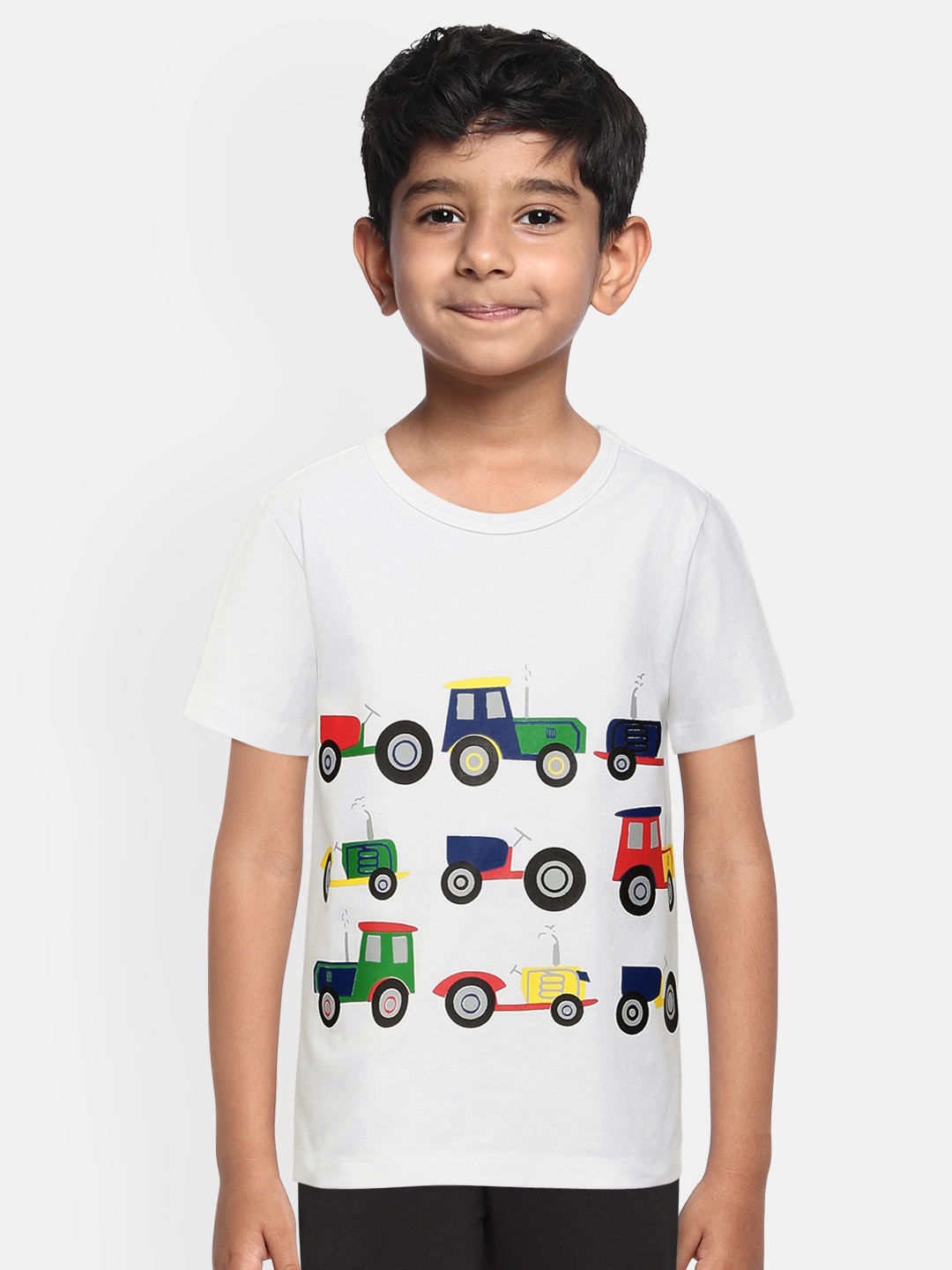 

LAdore Boys White Printed Round Neck T-shirt