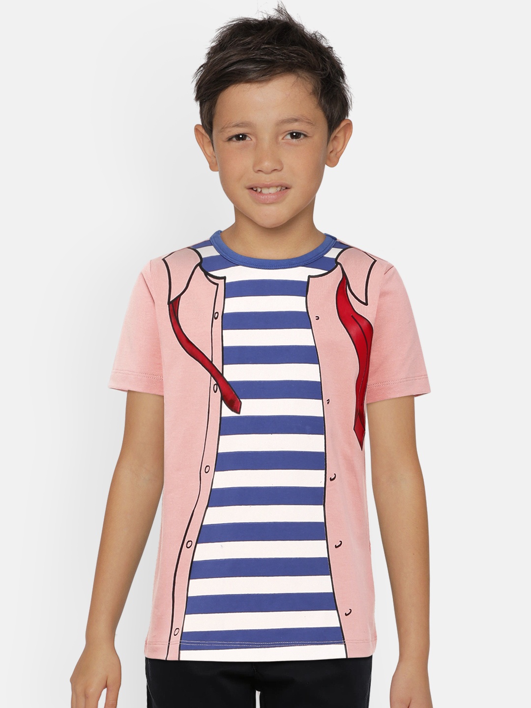 

LAdore Unisex Kids Pink Printed Round Neck T-shirt