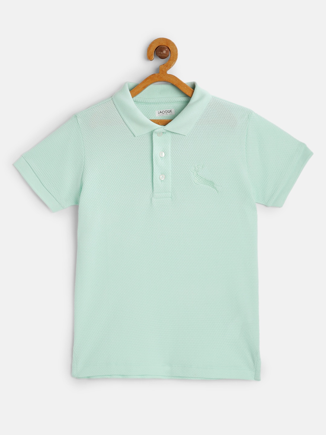 

LAdore Kids Blue Self Design Polo Collar Pure Cotton T-shirt