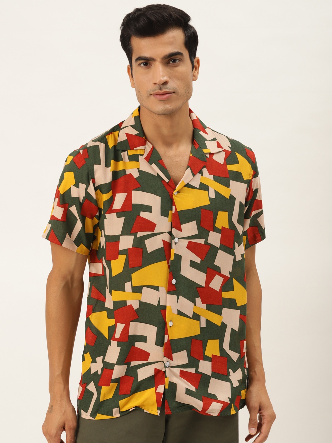 

Hancock Men Green & Maroon Relaxed Fit Printed Casual Shirt