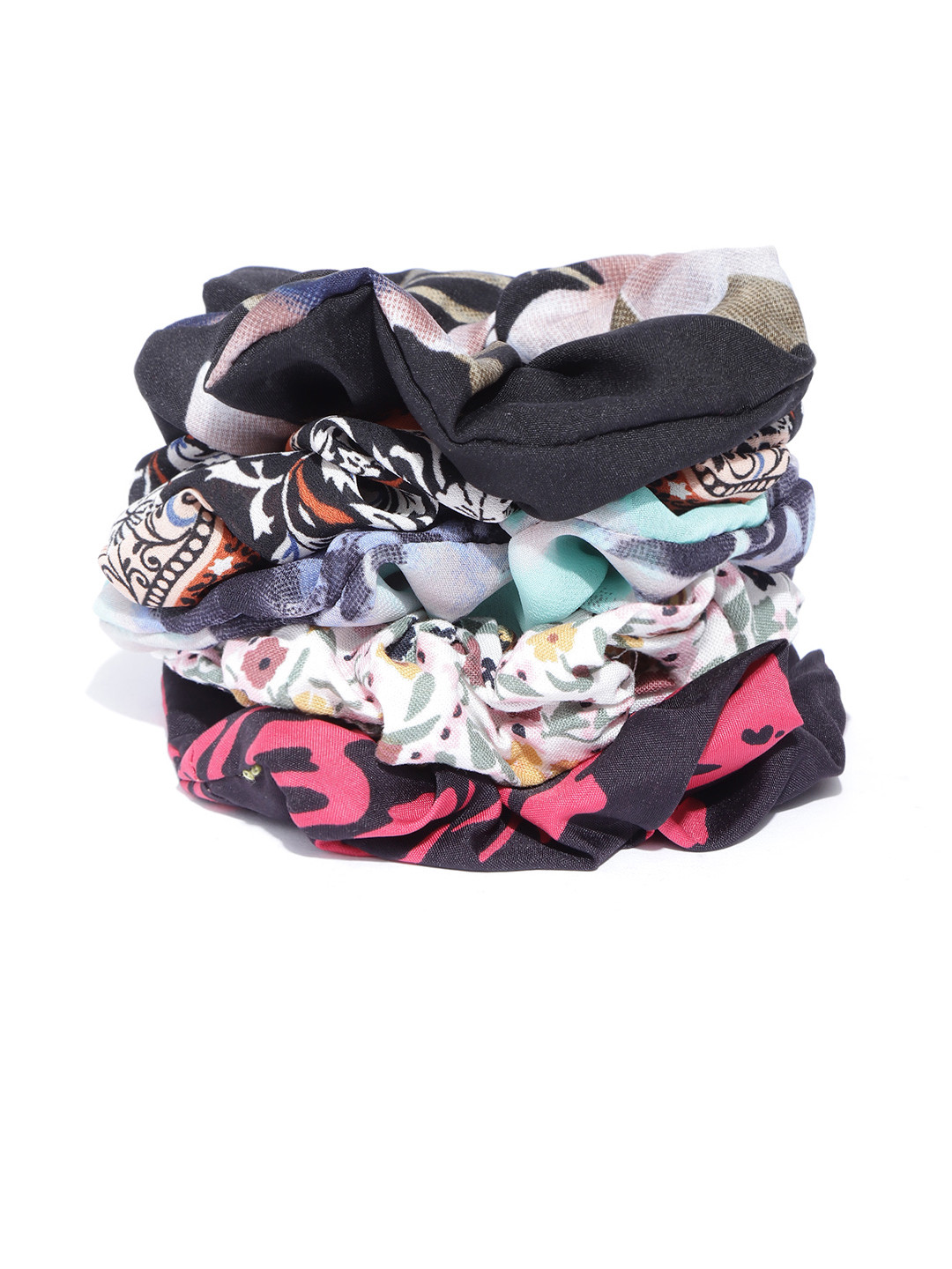 

Trend Arrest Set of 5 Printed Scrunchies, Black