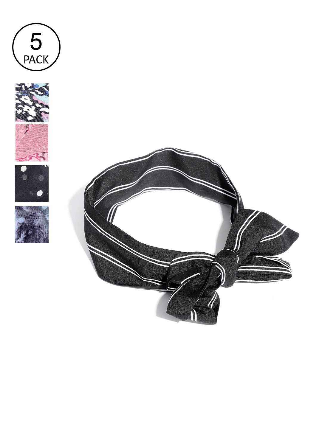 

Trend Arrest Set of 5 Tie-Up Hairbands, Black