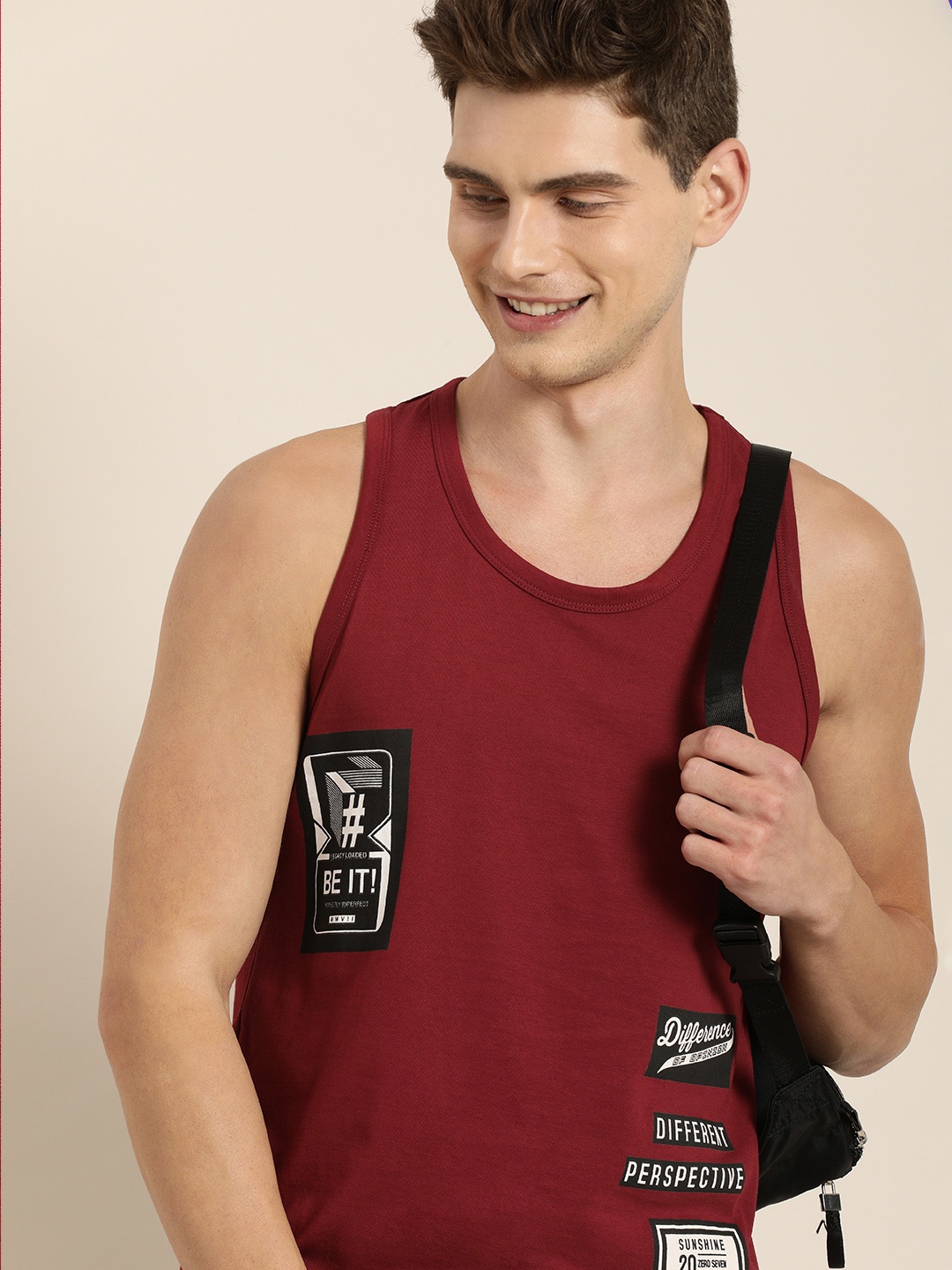 

Difference of Opinion Men Maroon Printed Pure Cotton T-shirt