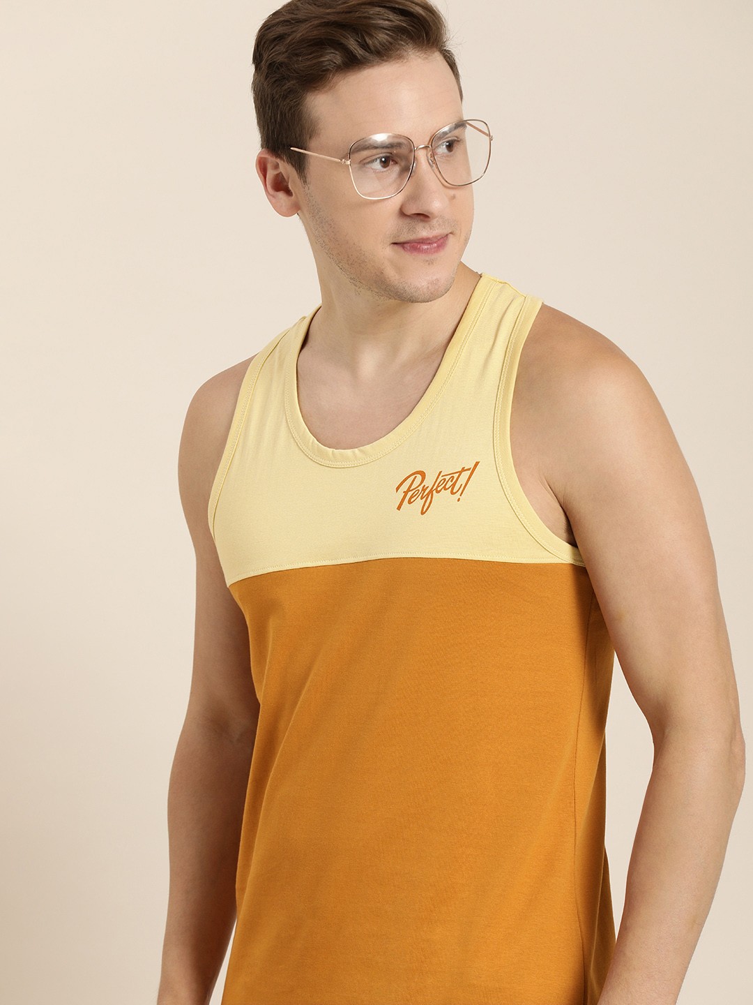 

Difference of Opinion Men Yellow Colourblocked Pure Cotton T-shirt