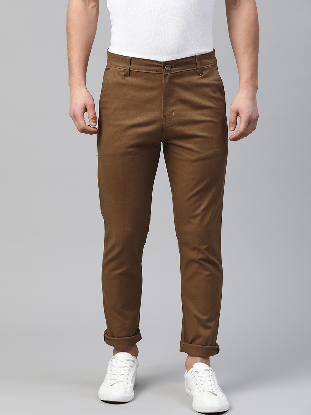 

Hubberholme Men Brown Slim Fit Solid Chinos