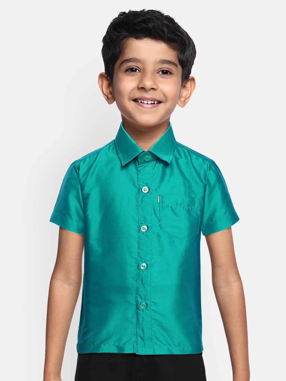 

THANGAMAGAN Boys Blue Original Regular Fit Solid Casual Shirt
