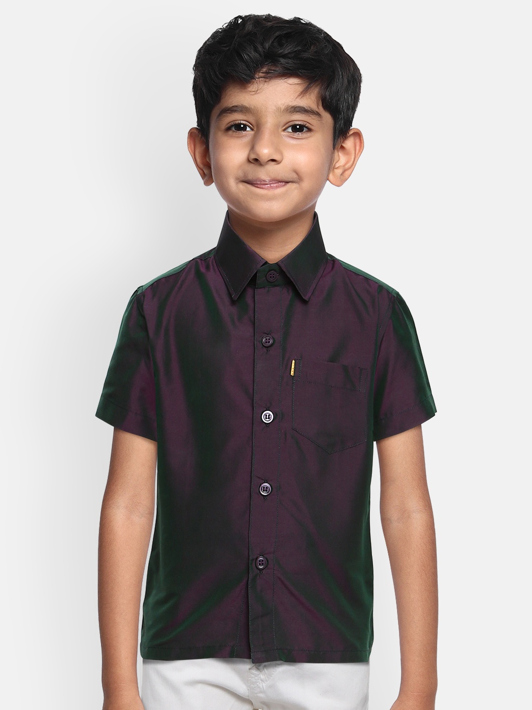 

THANGAMAGAN Boys Charcoal Grey Regular Fit Solid Casual Shirt