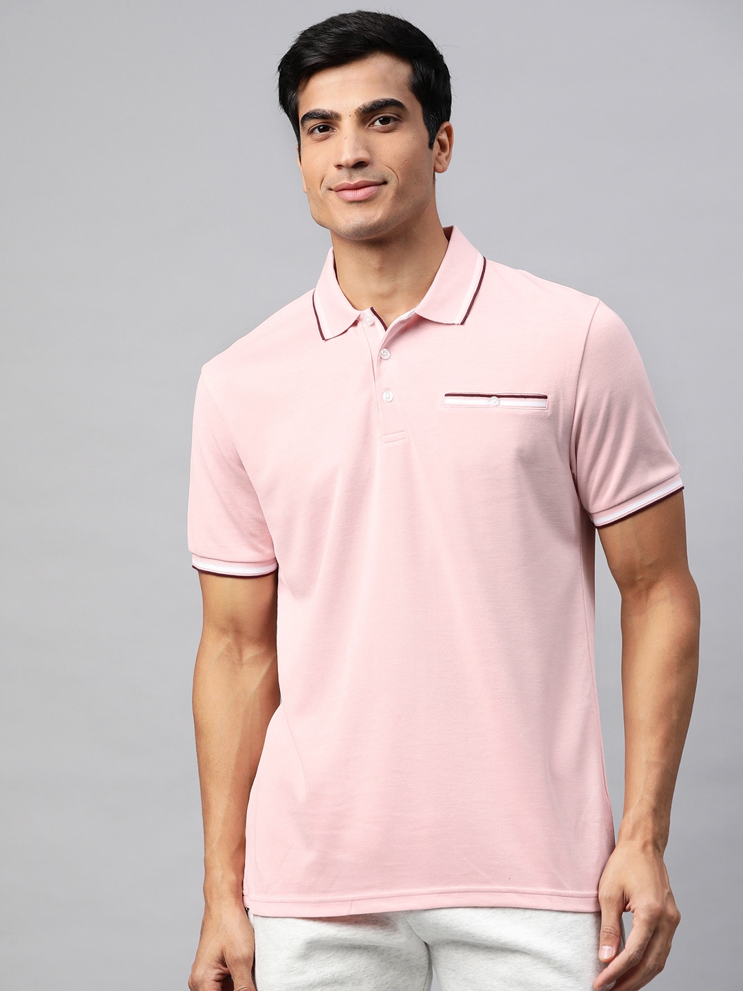 

Marks & Spencer Men Pink Solid Polo Collar T-shirt