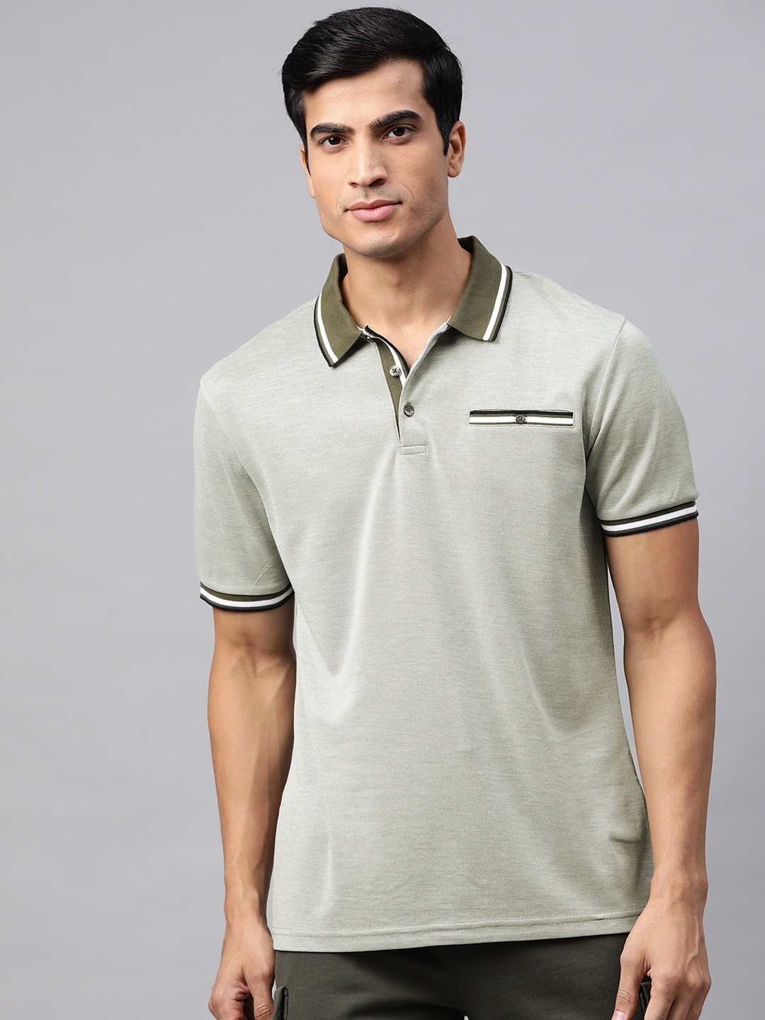 

Marks & Spencer Men Green Solid Polo Collar T-shirt