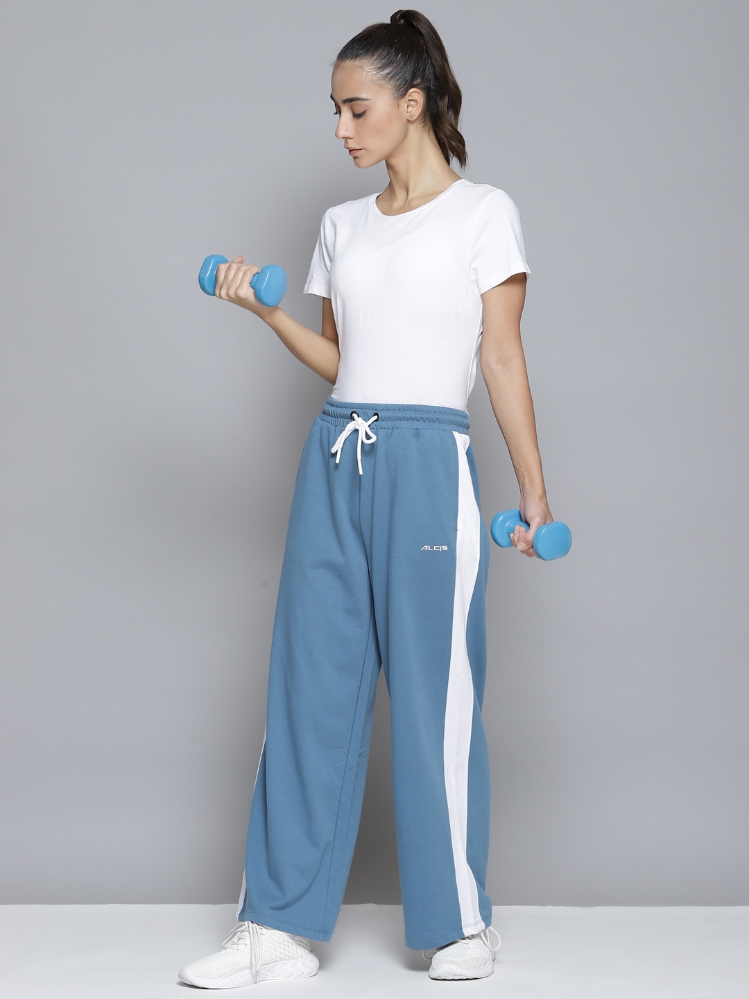

Alcis Women Blue & White Striped Relaxed Fit Joggers