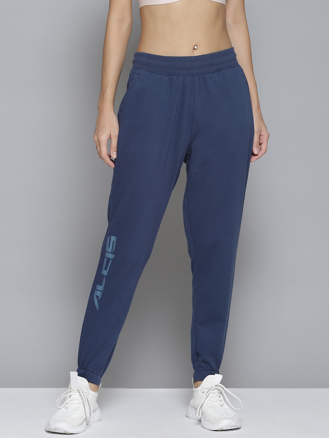 

Alcis Women Blue Printed Slim-Fit Joggers